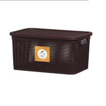Caixa Naturalle Rattan 15L Rischioto Marrom Tabaco Com Tampa