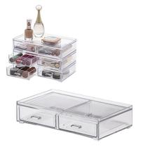 Caixa Organizador Com 2 Gavetas Empilháveis De Acrílico Elegance 21,5X12,5X5CM