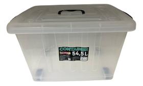 Caixa Organizador Container Com Roda e Alça 54,5l Transparente Plasnew