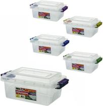 Caixa organizador container de plastico retangular com trava colors 1,5l 9,5x23cm - ERCA PLAST