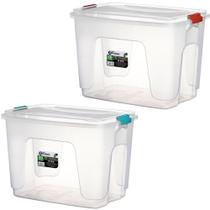 Caixa organizador / container retangular de plastico com trava colors 80l 65x45x45cm - Rischioto