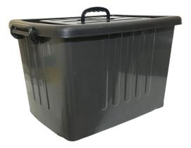 Caixa Organizador Container Rodas Trava 77l Cinza Plasnew