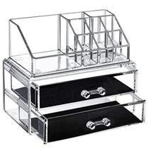 Caixa Organizador de Maquiagem Acrílico Portátil 2 Gavetas 9 Divisorias Porta Joias Caixa Organizador de Maquiagem Acrílico Portátil 2 Gavetas 9 Divisorias Porta Joias