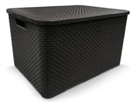 Caixa organizador rattan grande preto 40l resistente Caixa organizador rattan grande preto 40l resistente