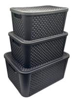 Caixa Organizador Rattan Preto 5, 8, 17 Litros