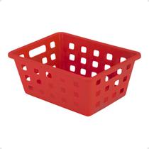 Caixa Organizadora 1,3L Cesto Multiuso Vazada Vermelho Arthi