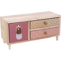CAIXA ORGANIZADORA 15x31x12cm MADEIRA ROSA COM GAVETA PENÉLOPE
