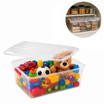 Caixa Organizadora 16 Litros Transparente Box Guarda Roupa 16L Container Multiuso Porta Alimentos Brinquedos Com Tampa E Caixa Organizadora 16 Litros Transparente Box Guarda Roupa 16L Container Multiuso Porta Alimentos Brinquedos Com Tampa E