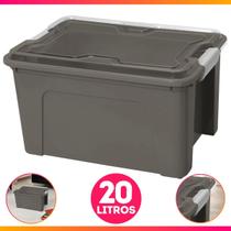 Caixa Organizadora 20L Transparente Ou Sólida Com Travas Brinquedos Livros Papeladas Caixa Organizadora 20L Transparente Ou Sólida Com Travas Brinquedos Livros Papeladas