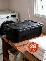 Caixa Organizadora 28L Trava Tampa Multiuso Resistente Casa - Preto Caixa Organizadora 28L Trava Tampa Multiuso Resistente Casa - Preto