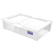 Caixa Organizadora 29L Baixa com Tampa Plástica Radical Ordene Multiuso Transparente