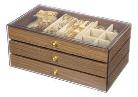 Caixa Organizadora 3 Gavetas Porta Joias MDF Bijuterias Brincos Anéis Pulseiras Luxo Caixa Organizadora 3 Gavetas Porta Joias MDF Bijuterias Brincos Anéis Pulseiras Luxo
