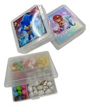 Caixa Organizadora 6 Divisórias Transparente 20 Unidades + Adesivo personalizado