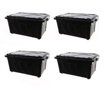 Caixa Organizadora 60 Litros Preta Kit Com 4 Caixas Com Rodinhas Caixa Organizadora 60 Litros Preta Kit Com 4 Caixas Com Rodinhas