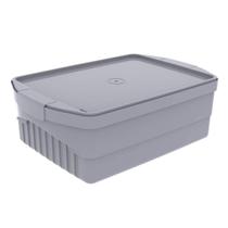 Caixa Organizadora 8L Code Crippa Com Tampa E Travas Laterais Grafite Empilhável