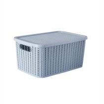 Caixa Organizadora 8L Tampa Trama Azul 255 Plasútil