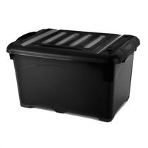 Caixa Organizadora 95 Litros Preta Com Travas e Rodinhas
