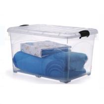 Caixa Organizadora 95 Lts Transparente Com Travas e Rodinhas