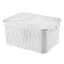 Caixa Organizadora Arthi Branca Mosaico Com Tampa 32,5Cm X 22,5Cm X 15Cm - 8,5L - 5031