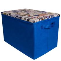 Caixa organizadora baú brinquedos grande azul multiuso eua