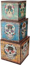 Caixa Organizadora Bau Skull em Mdf Multicol 3 Peças Decor Caixa Organizadora Bau Skull em Mdf Multicol 3 Peças Decor
