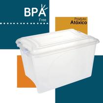 Caixa Organizadora Branco Transparente Plasvale 38 Litros