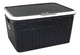 Caixa Organizadora C/ Tampa Reclinável 7,5l Preto/cinza Caixa Organizadora C/ Tampa Reclinável 7,5l Preto/cinza