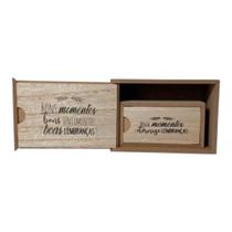 Caixa Organizadora c/Tp Decorada de Madeira Mdf com 2 Pç para chá