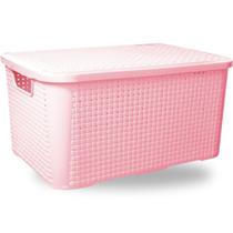 Caixa Organizadora Cesto Multiuso - 18l Empilhável C/ Tampa
