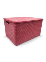 Caixa Organizadora Cesto Rattan Baby Rosa 7 Litros C/ Tampa Empilhável Roupa Brinquero Dentista Envio Imediato