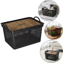 Caixa Organizadora Cesto Telado Com Tampa Decorativa - 20 L ARQPLAST 25987PM