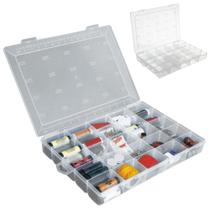 Caixa Organizadora com 25 Divisórias Plástico Resistente Transparente Multifuncional