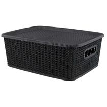 Caixa Organizadora com Tampa 12.5L Rattan São Bernardo OR24 Preta Caixa Organizadora com Tampa 12.5L Rattan São Bernardo OR24 Preta