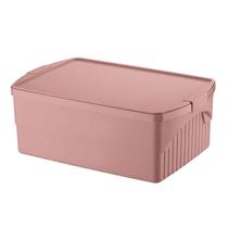Caixa Organizadora com Tampa 21L Crippa Empilhável Himalaia Rosa Escritório Closet Caixa Organizadora com Tampa 21L Crippa Empilhável Himalaia Rosa Escritório Closet