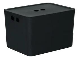 Caixa organizadora com tampa 49x35x24 cm fly 36,2 lts preto