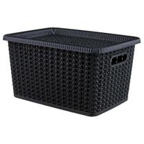 Caixa Organizadora com Tampa 5L Rattan São Bernardo OR26 Preta Caixa Organizadora com Tampa 5L Rattan São Bernardo OR26 Preta