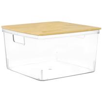 Caixa Organizadora Com Tampa Bambu Para Cozinha Banheiro Sala