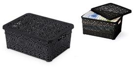 Caixa Organizadora com Tampa Decoração Mandala em Alto Relevo 8,8L - Preta Caixa Organizadora com Tampa Decoração Mandala em Alto Relevo 8,8L - Preta