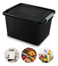 Caixa Organizadora Com Tampa E Trava 20 Litros Preta Caixa Organizadora Com Tampa E Trava 20 Litros Preta