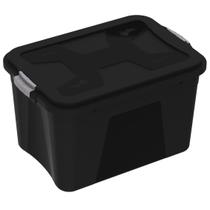 Caixa Organizadora Com Tampa e Travas 30 Litros Cor Preta Uninjet