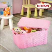 Caixa organizadora com tampa Nitron Rosa