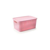 Caixa Organizadora Com Tampa Pequena Brinquedo Plastica 8 Litros Rosa Plasutil