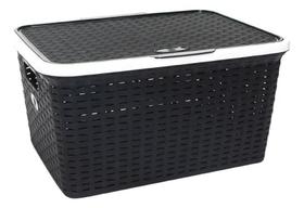 Caixa Organizadora Com Tampa Reclinável 7,5L Preto/Cinza Caixa Organizadora Com Tampa Reclinável 7,5L Preto/Cinza