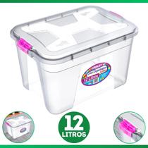Caixa Organizadora Container 12 Litros C/ Tampa e Trava Caixa Organizadora Container 12 Litros C/ Tampa e Trava