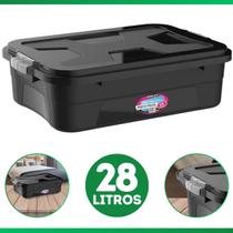 Caixa Organizadora Container 28 Litros C/ Tampa e Trava Preta
