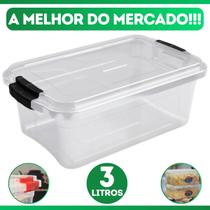 Caixa Organizadora Container 3 Litros C/ Tampa e Trava Translúcida