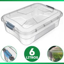 Caixa Organizadora Container 6 Litros C/ Tampa e Trava Translúcida