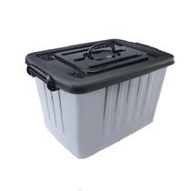 Caixa organizadora / container plástico cinza c/ rodízio 77 lts plasnew