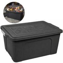 Caixa Organizadora Container Preta Grande 67cm Reforçada