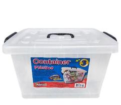 Caixa organizadora container trasparente com tampa e trava lateral de 26l plasnew